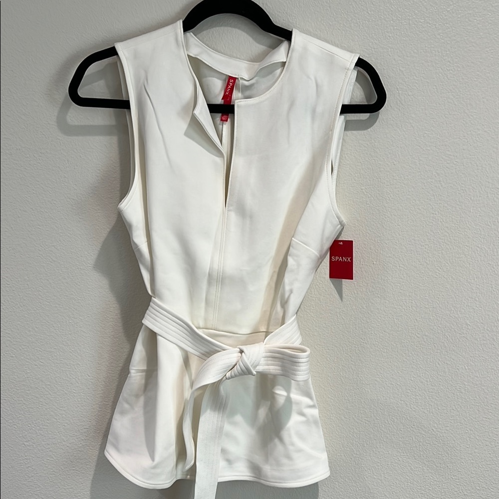 Spanx White Sleeveless Top with Belt